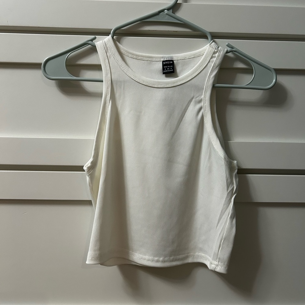 White Ribbed Tank Top